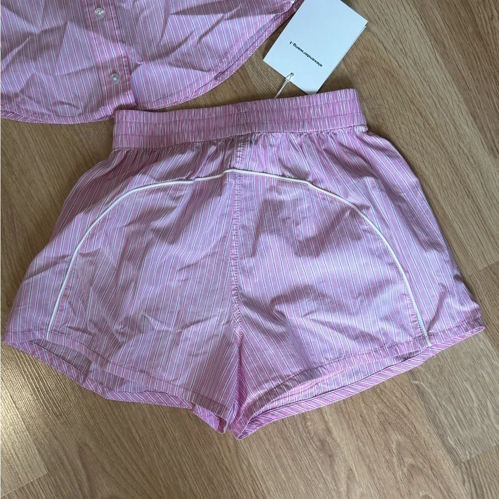 *SET* ALEXANDER WANG Matching Poplin Cropped Sleeveless Top & Shorts Size XS NWT